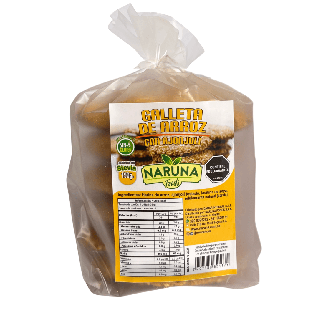 Galletas con Semillas de Ajonjoli 6 Unid - Naruna Foods - 190Grs